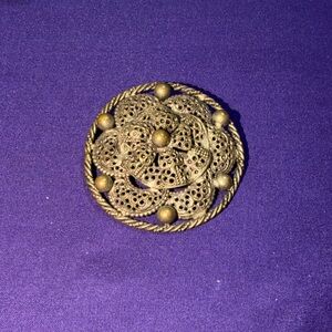 Antique Czech Cannetille Brass Brooch (3)